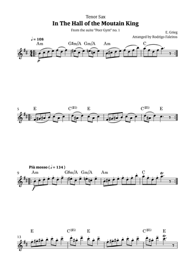 In the Hall of the Mountain King (for tenor sax solo)