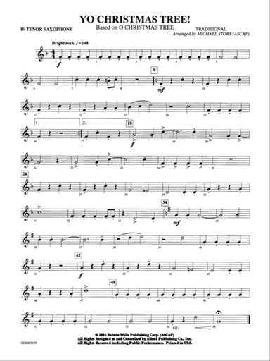 Yo Christmas Tree! (based on "O Christmas Tree"): B-flat Tenor Saxophone