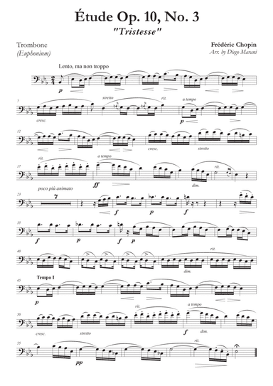 Etude Op. 10, No. 3 for Trombone (or Euphonium) and Piano
