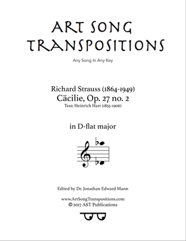 STRAUSS: Cäcilie, Op. 27 no. 2 (transposed to D-flat major)