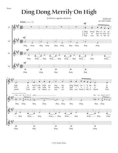 Ding Dong Merrily On High for SSAA a cappella with DIVISIS