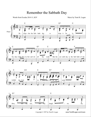 Remember the Sabbath Day (key of C)