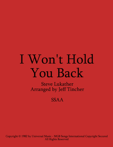 I Won't Hold You Back