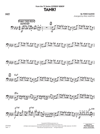 Tank! (from Cowboy Bebop) (arr. Paul Murtha) - Bass