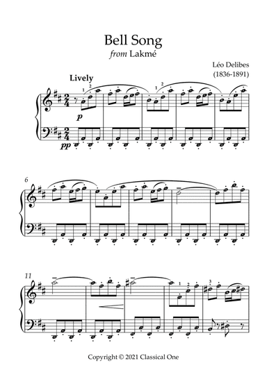 Delibes - Bell Song(With Note name)