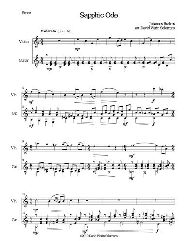 Sapphic Ode for violin and guitar