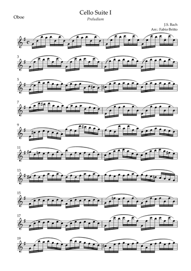 Preludium (from Cello Suite no.1 - J. S. Bach) for Oboe Solo