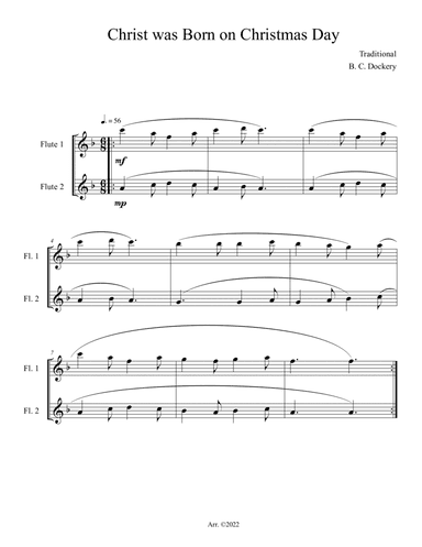 Christ was Born on Christmas Day (Flute Duet)