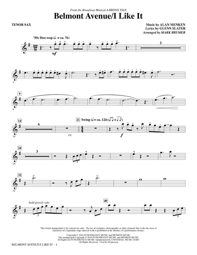 Belmont Avenue/I Like It (from A Bronx Tale) (arr. Mark Brymer) - Tenor Sax