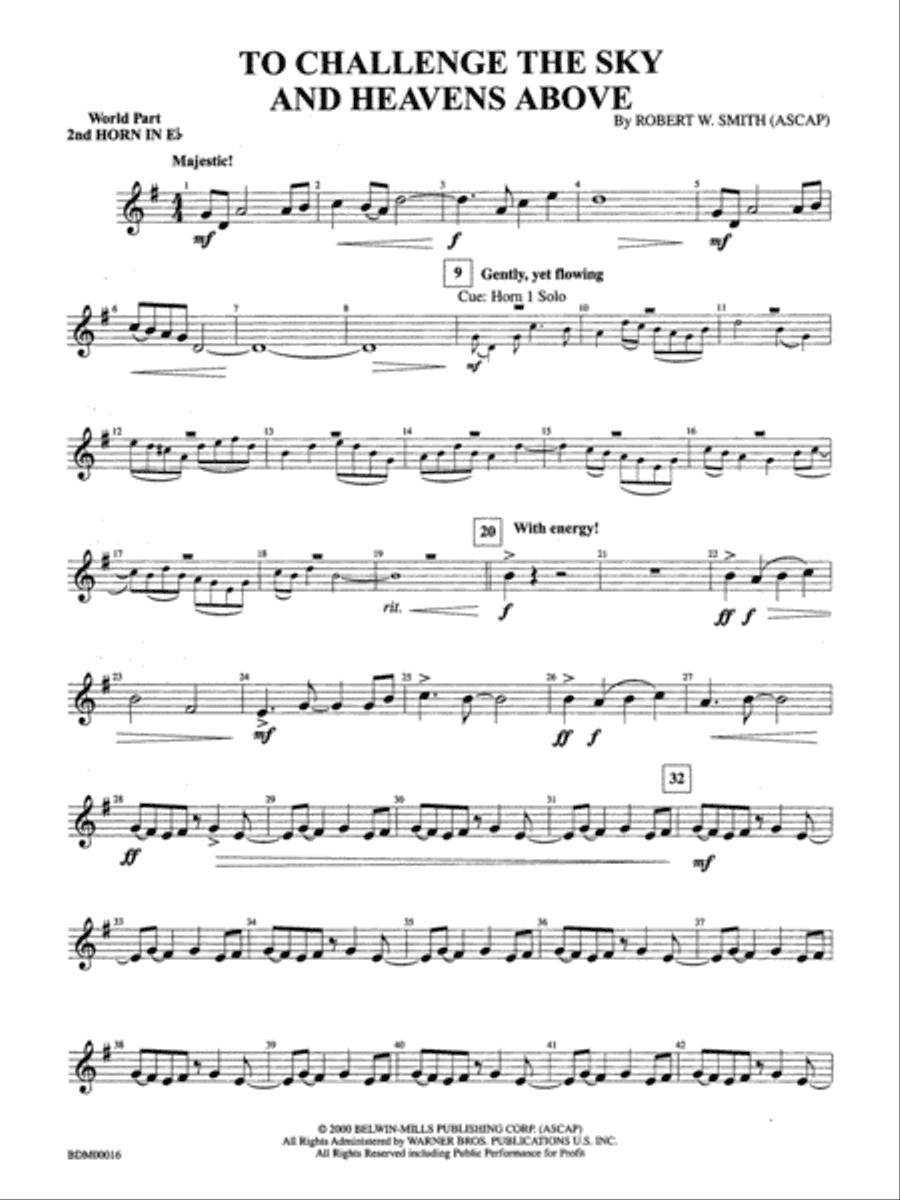 To Challenge the Sky and Heavens Above: (wp) 2nd Horn in E-flat