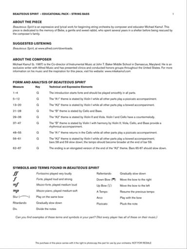 Beauteous Spirit: Bass Educational Pack