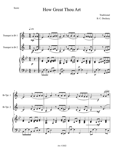 How Great Thou Art (Trumpet Duet with Piano Accompaniment)
