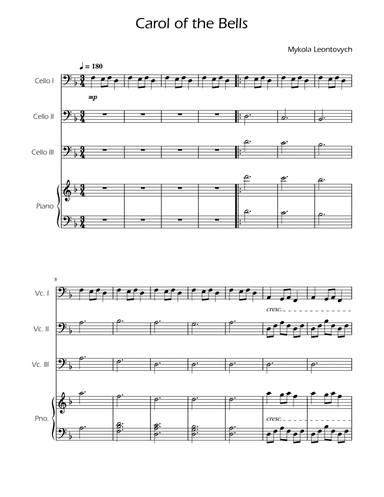 Carol of the Bells - Cello Trio w/ Piano