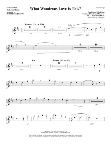 What Wondrous Love Is This? (arr. Heather Sorenson) - Soprano Sax (sub. Oboe)