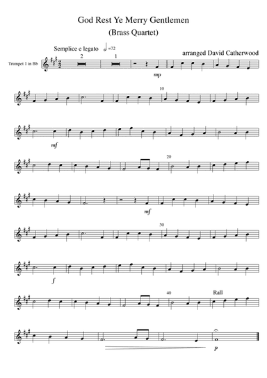 3 Lyrical English Christmas Carols for Brass Quartet arranged by David Catherwood