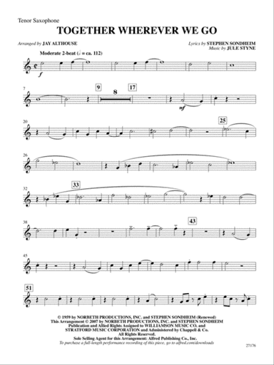 Together Wherever We Go (from Gypsy): B-flat Tenor Saxophone
