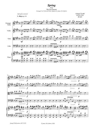 Vivaldi: Spring from the Four Seasons for Violin & Piano Quartet