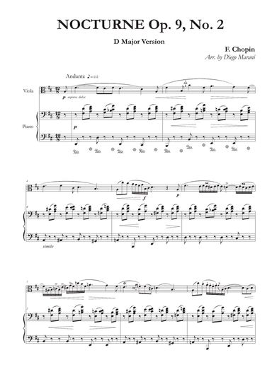 Nocturne Op. 9, No. 2 for Viola and Piano