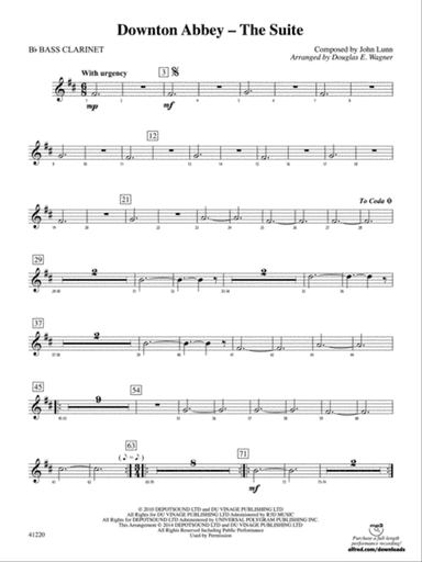 Downton Abbey – The Suite: B-flat Bass Clarinet