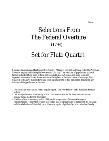 1794! Federal Overture for Flute Quartet