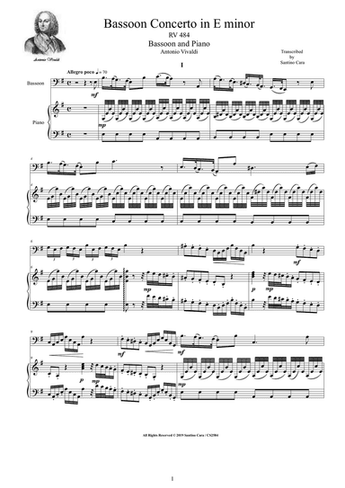 Vivaldi - Bassoon Concerto in E minor RV 484 for Bassoon and Piano