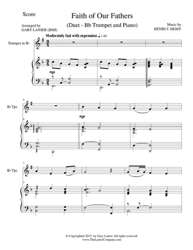 FAITH OF OUR FATHERS (Duet – Bb Trumpet and Piano/Score and Parts)