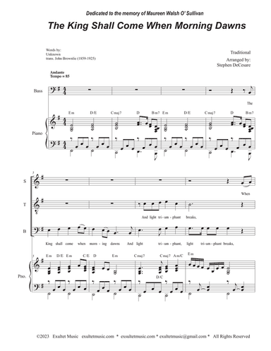 The King Shall Come When Morning Dawns (SATB)