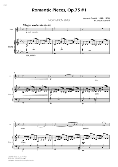 Romantic Pieces, Op.75 (1st mov.) - Violin and Piano (Full Score)