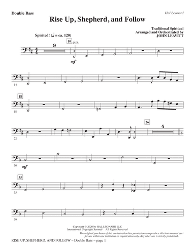 Rise Up, Shepherd, and Follow (arr. John Leavitt) - Double Bass
