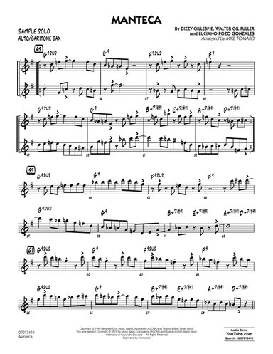 Manteca (arr. Mike Tomaro) - Sample Solo - Alto/Bari Sax