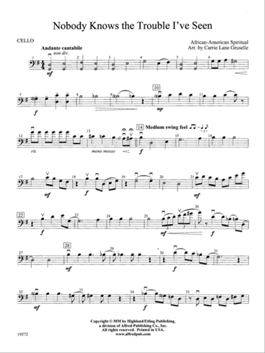 Nobody Knows the Trouble I've Seen: Cello