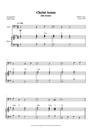 Christ Arose (He Arose) - Cello and Piano (with chords)