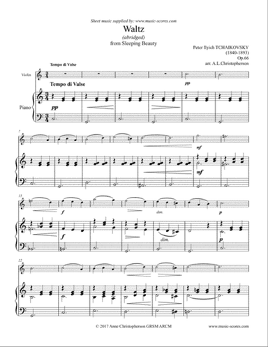Sleeping Beauty Waltz - Violin and Piano