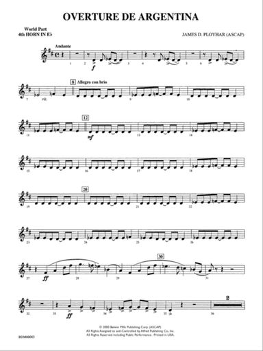 Overture de Argentina: WP 4th Horn in E-flat