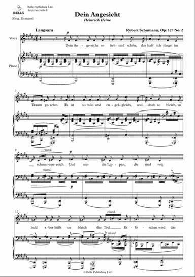 Dein Angesicht, Op. 127 No. 2 (B Major)