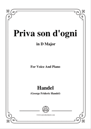 Handel-Priva son d'ogni,from 'Giulio Cesare',in D Major,for Voice and Piano