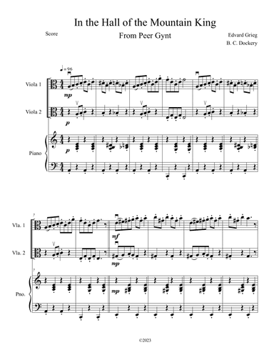 In the Hall of the Mountain King (Viola Duet with Piano Accompaniment)
