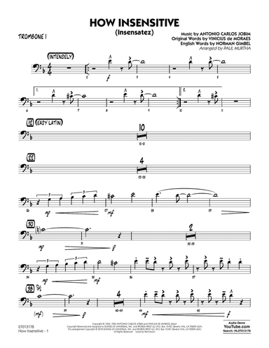 How Insensitive (Insensatez) - Trombone 1