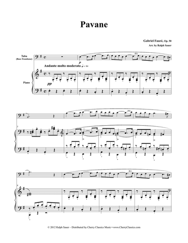 Pavane, Op. 50 for Tuba or Bass Trombone & Piano