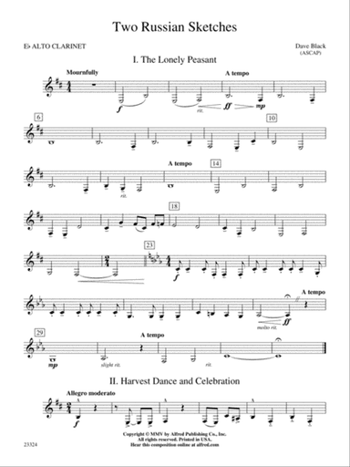 Two Russian Sketches: E-flat Alto Clarinet