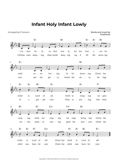 Infant Holy Infant Lowly (Key of E-Flat Major)
