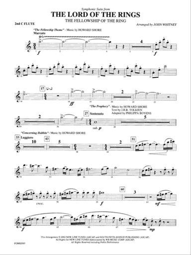 The Lord of the Rings: The Fellowship of the Ring, Symphonic Suite from: 2nd Flute