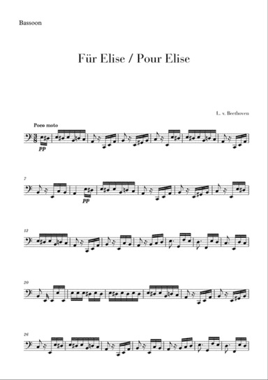 Pour Elise (Für Elise) for Bassoon