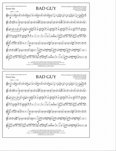 Bad Guy (arr. Jay Dawson) - Tenor Sax