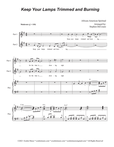 Keep Your Lamps Trimmed And Burning (2-part choir)