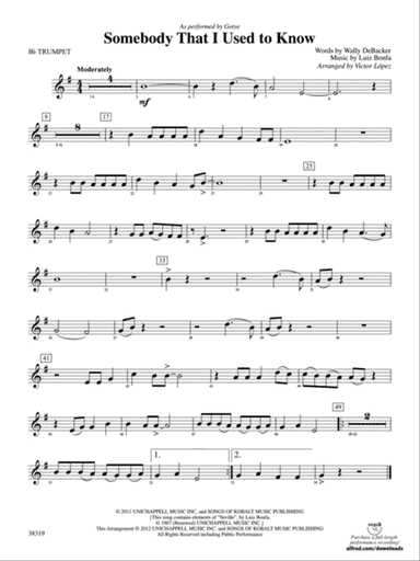 Somebody That I Used to Know: 1st B-flat Trumpet