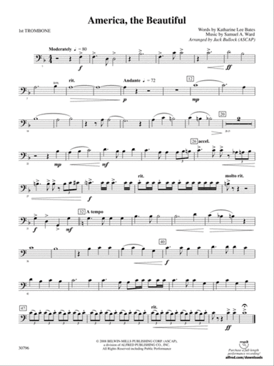 America, the Beautiful: 1st Trombone