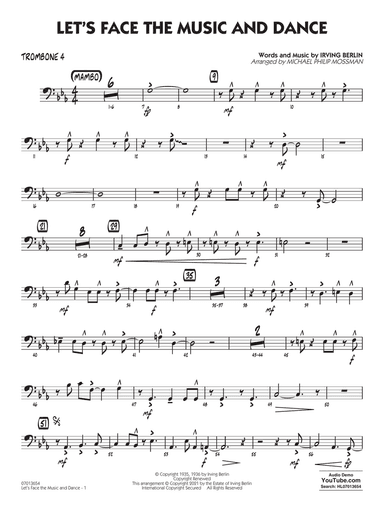 Let's Face the Music and Dance (arr. Michael Philip Mossman) - Trombone 4