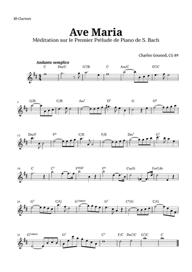 Ave Maria by Gounod for Clarinet with Chords