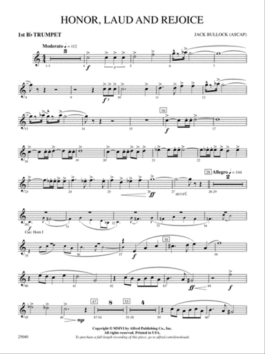 Honor, Laud and Rejoice: 1st B-flat Trumpet